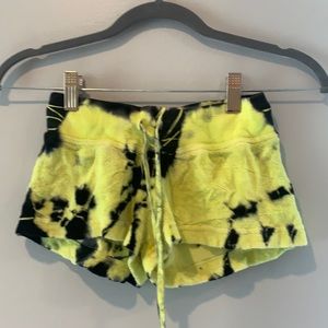 yellow and black tie dye hard tail shorts